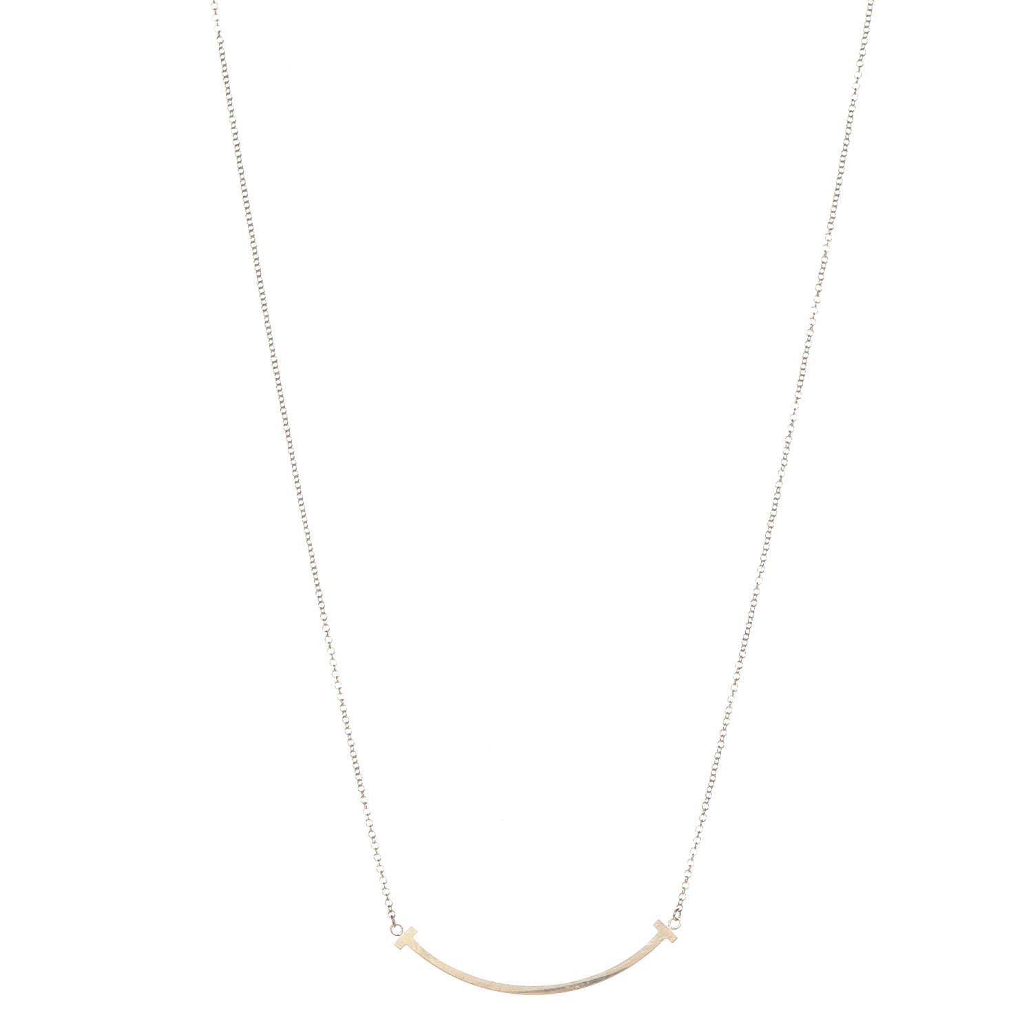 Tiffany 18K Yellow Gold Small T Smile Pendant Necklace 1 of 7