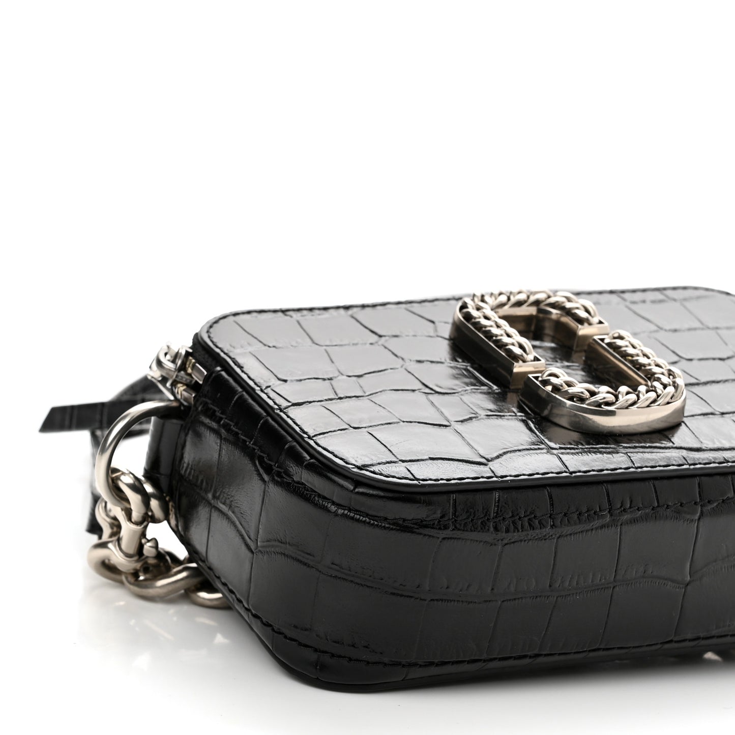 Croc Embossed Snapshot Camera Bag Black