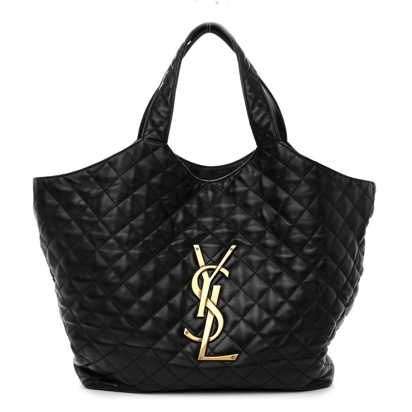 Lambskin Quilted Maxi Icare Shopping Tote Black