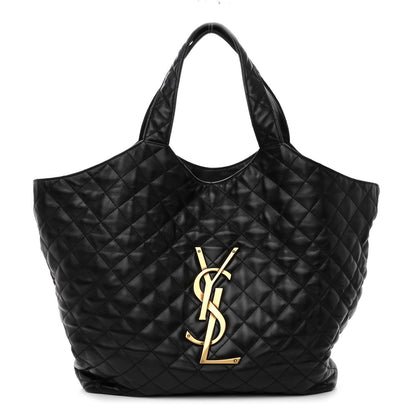 Saint Laurent Lambskin Quilted Maxi Icare Shopping Tote Black 3 of 10