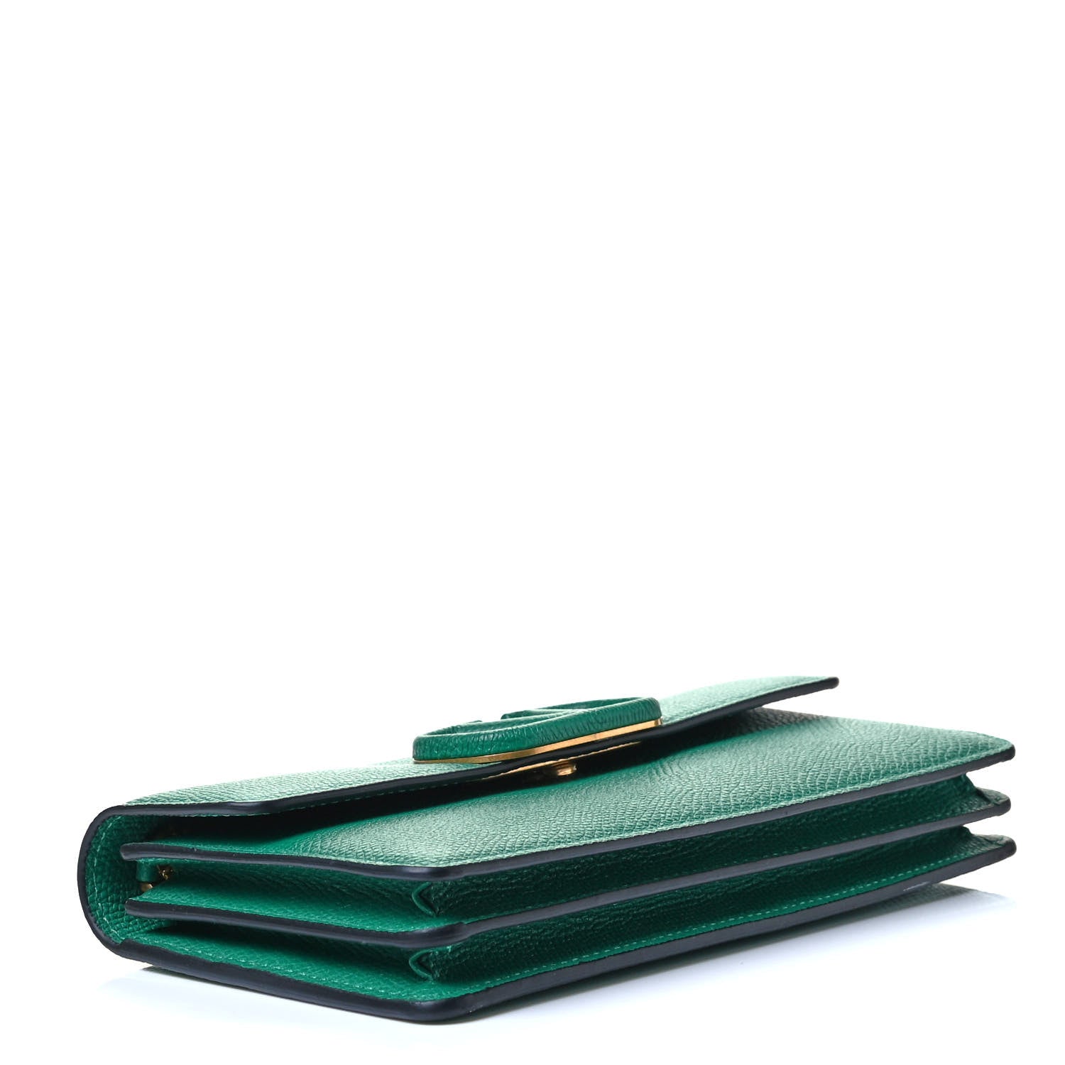 Valentino Garavani Grainy Calfskin Vlogo Wallet On Chain Green 3 of 4