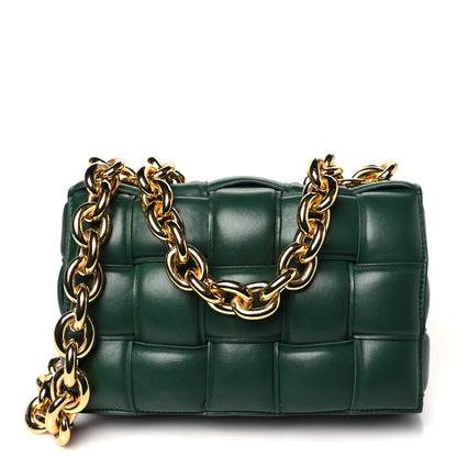Bottega Veneta Lambskin Maxi Intreccio Padded Chain Cassette Crossbody Bag Raintree 1 of 10