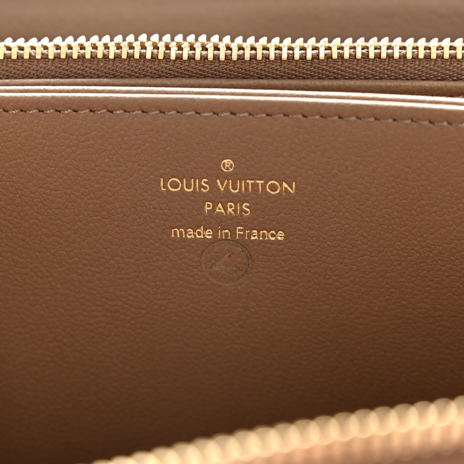 Louis Vuitton Lambskin Embossed Monogram Coussin Zippy Wallet Taupe 6 of 7