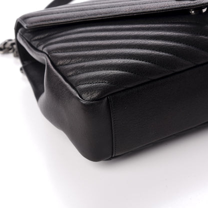Saint Laurent Sheepskin Matelasse Chevron Monogram Monochrome Large College Satchel Black 8 of 10