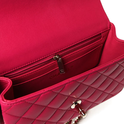 Chanel Lambskin Quilted Mini Top Handle Rectangular Flap Dark Pink 13 of 15