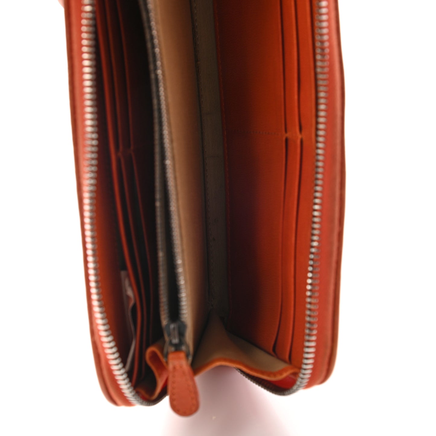 Nappa Intrecciato Zip Around Wallet Orange