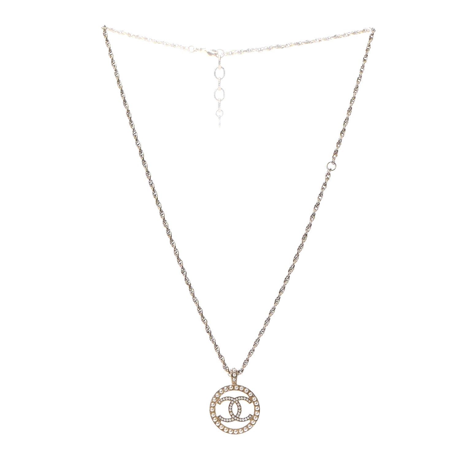 Chanel Pearl CC Round Pendant Necklace Gold 3 of 5