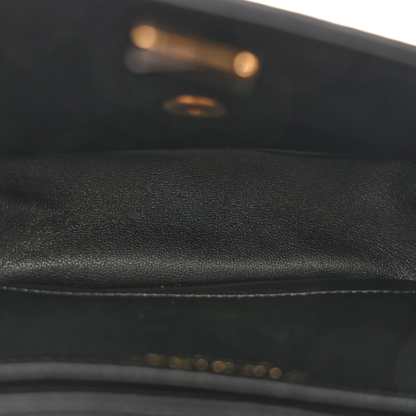 Shiny Goatskin Quilted Mini Chain Strap Flap Black