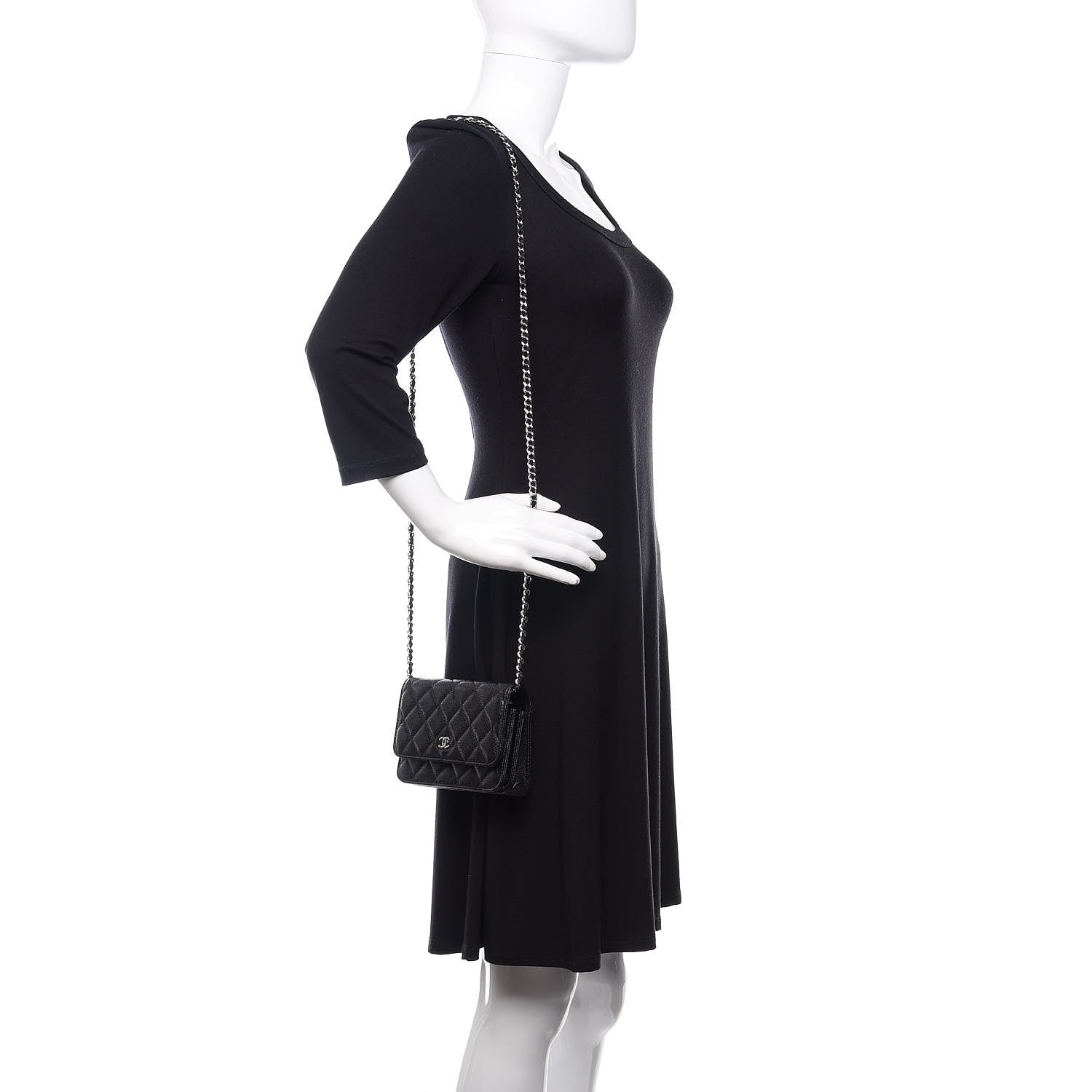 Chanel Caviar Quilted Mini Wallet On Chain WOC Black 2 of 10