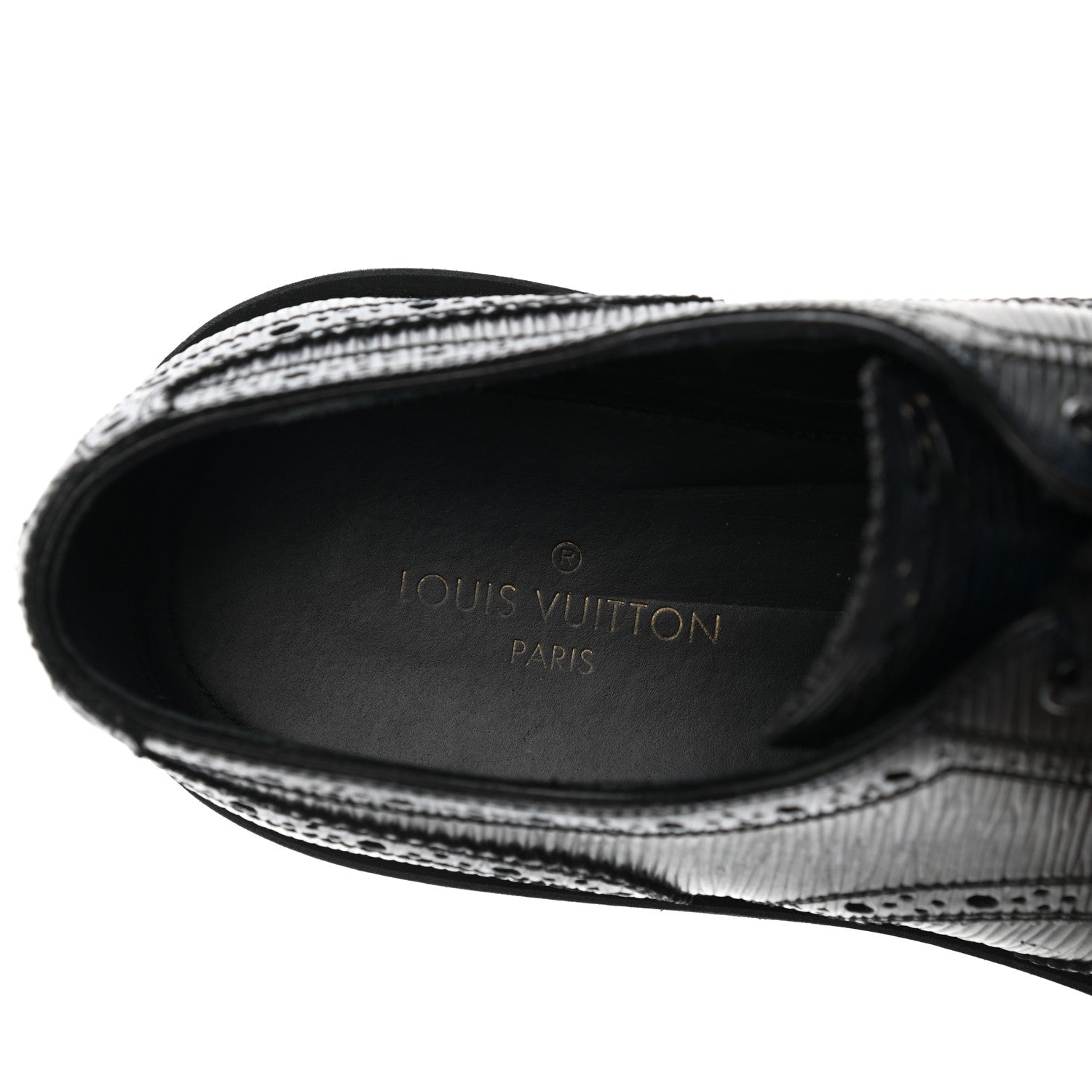 Louis Vuitton Epi Mens Voltaire Derby Shoes 7 Black Blue 7 of 8