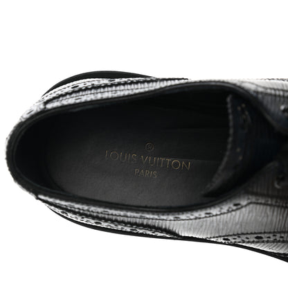 Louis Vuitton Epi Mens Voltaire Derby Shoes 7 Black Blue 7 of 8