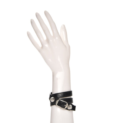 Balenciaga Agneau Giant Silver Hardware Triple Tour M Bracelet Black 2 of 6