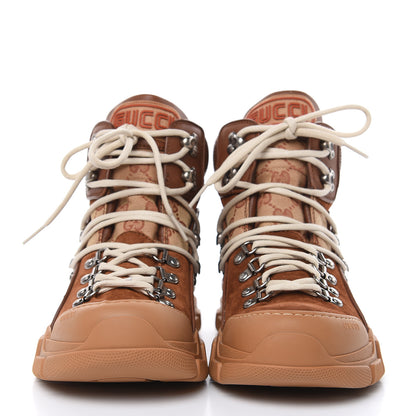 Gucci X SEGA Suede Calfskin GG Monogram Womens Flashtrek High-Top Sneakers 40 New Cuir Beige Ruggine 2 of 8
