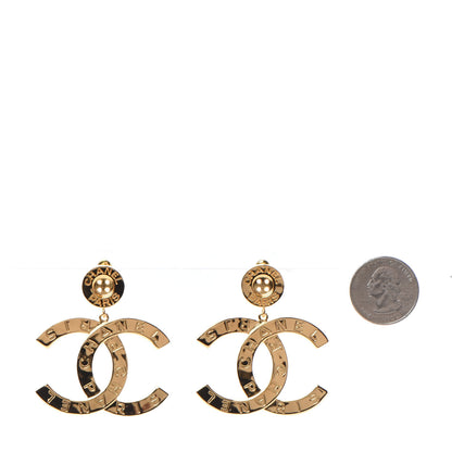 Chanel Metal Large Paris Button Earrings Gold 2 of 5