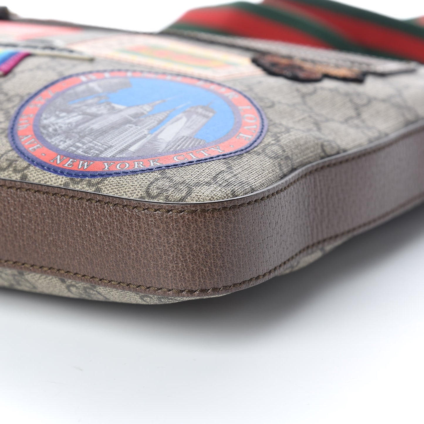 Soft GG Supreme Monogram Courrier Web Medium Flat Messenger Bag Beige New Acero Multicolor