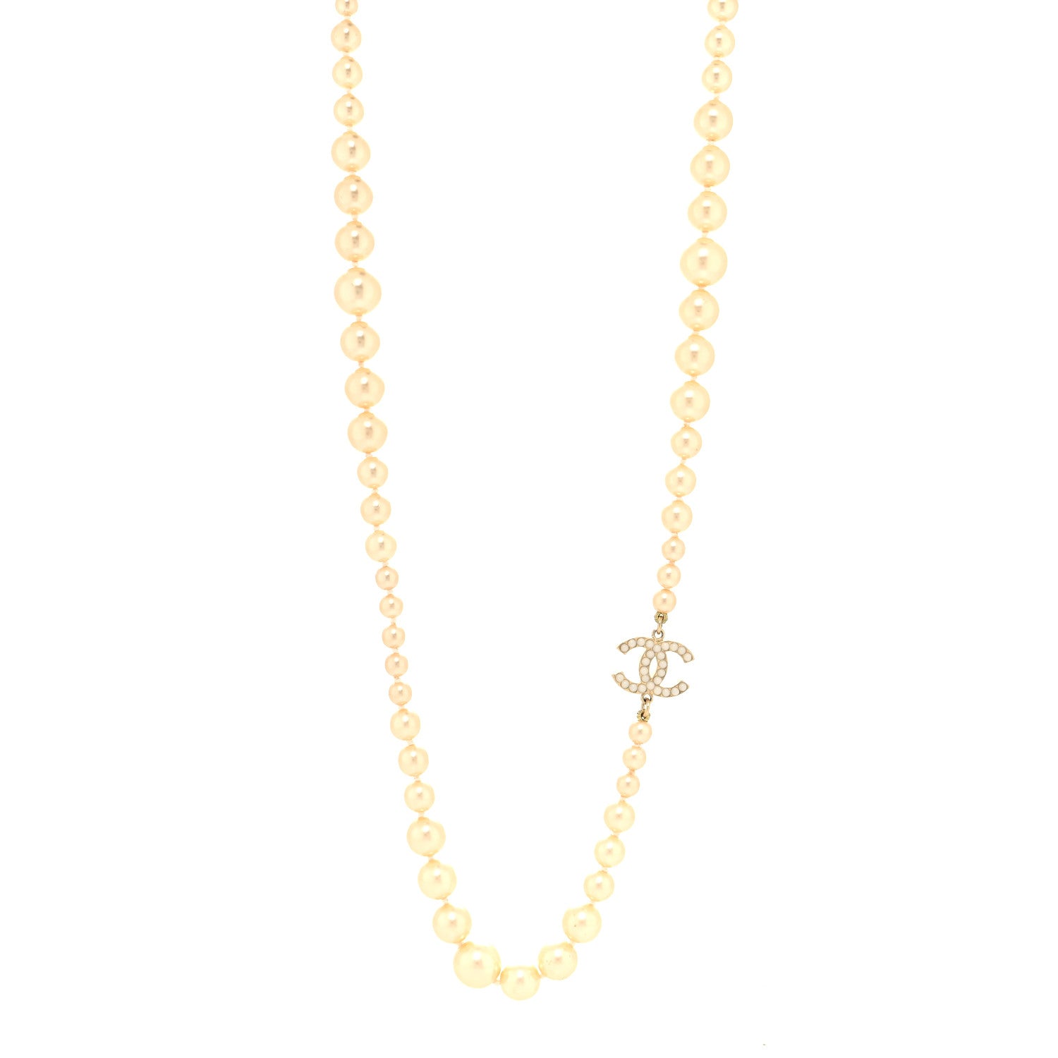 Chanel Graduated Pearl CC Long Necklace Gold 1 of 5