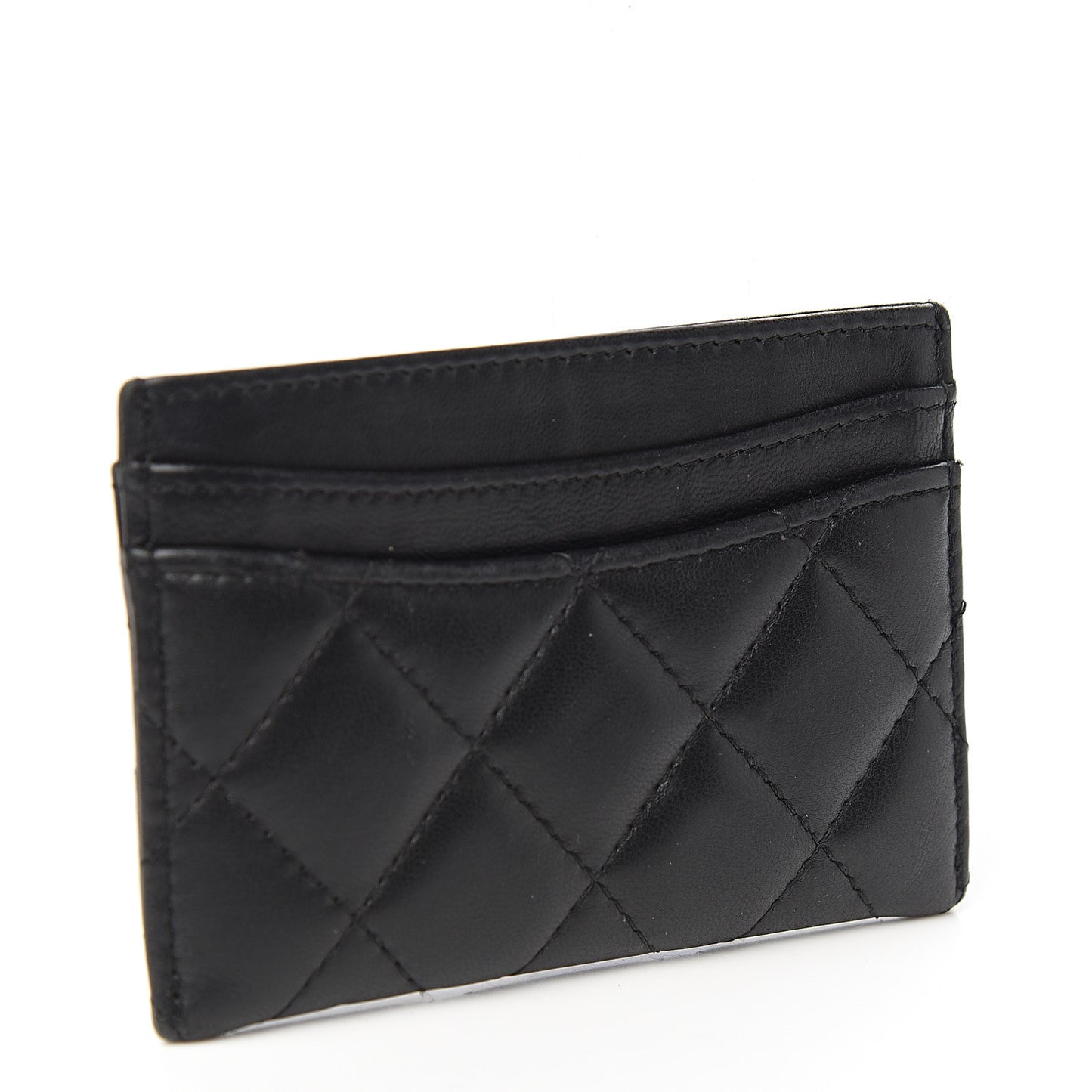 Lambskin Quilted Card Holder Black
