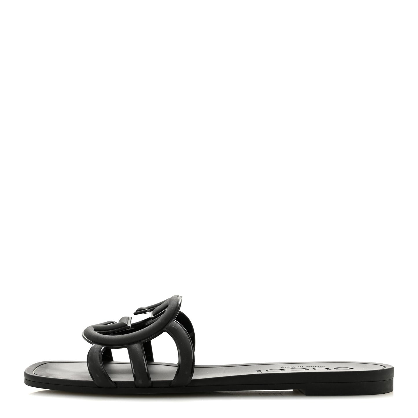 Rubber Womens Interlocking G Slide Sandals 36 Black