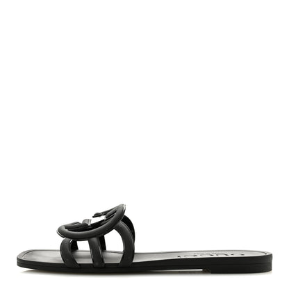 Gucci Rubber Womens Interlocking G Slide Sandals 36 Black 1 of 10