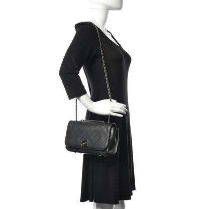 Chanel Calfskin Stitched Medium Covered CC Flap Bag Black 2 of 15