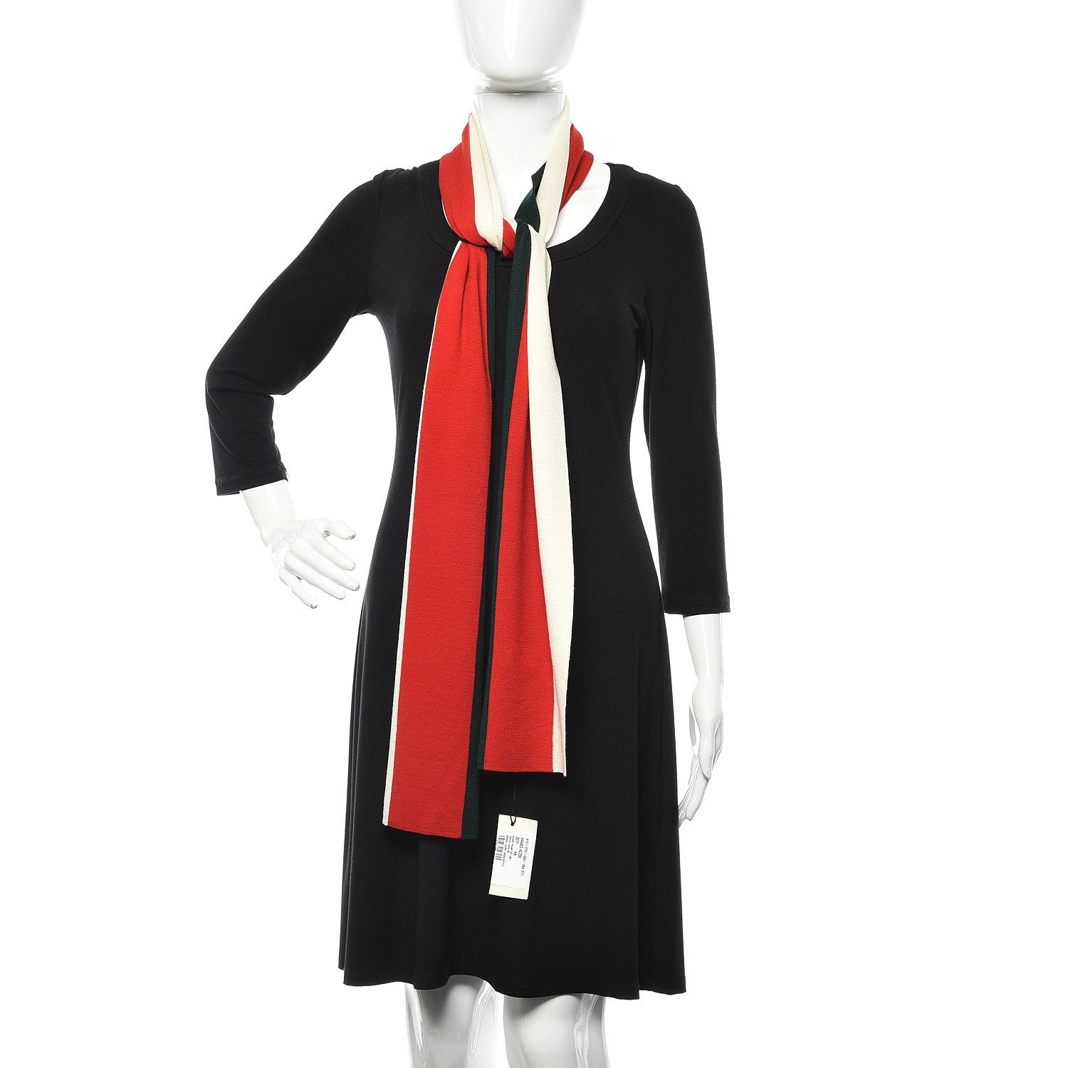 Gucci Silk Wool Web Scarf Red White Black 2 of 4