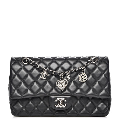 Chanel Lambskin Quilted Valentine Charms Medium Single Flap Black 1 of 8