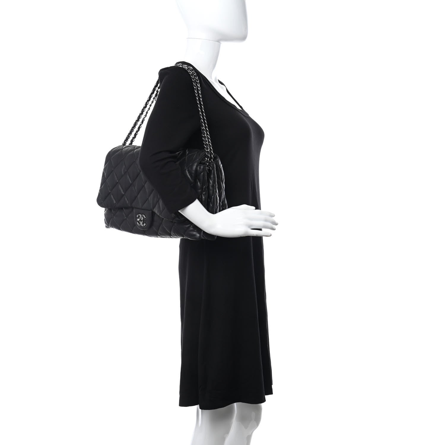 Chanel Lambskin Quilted Maxi Chanel 3 Flap Black 2 of 10