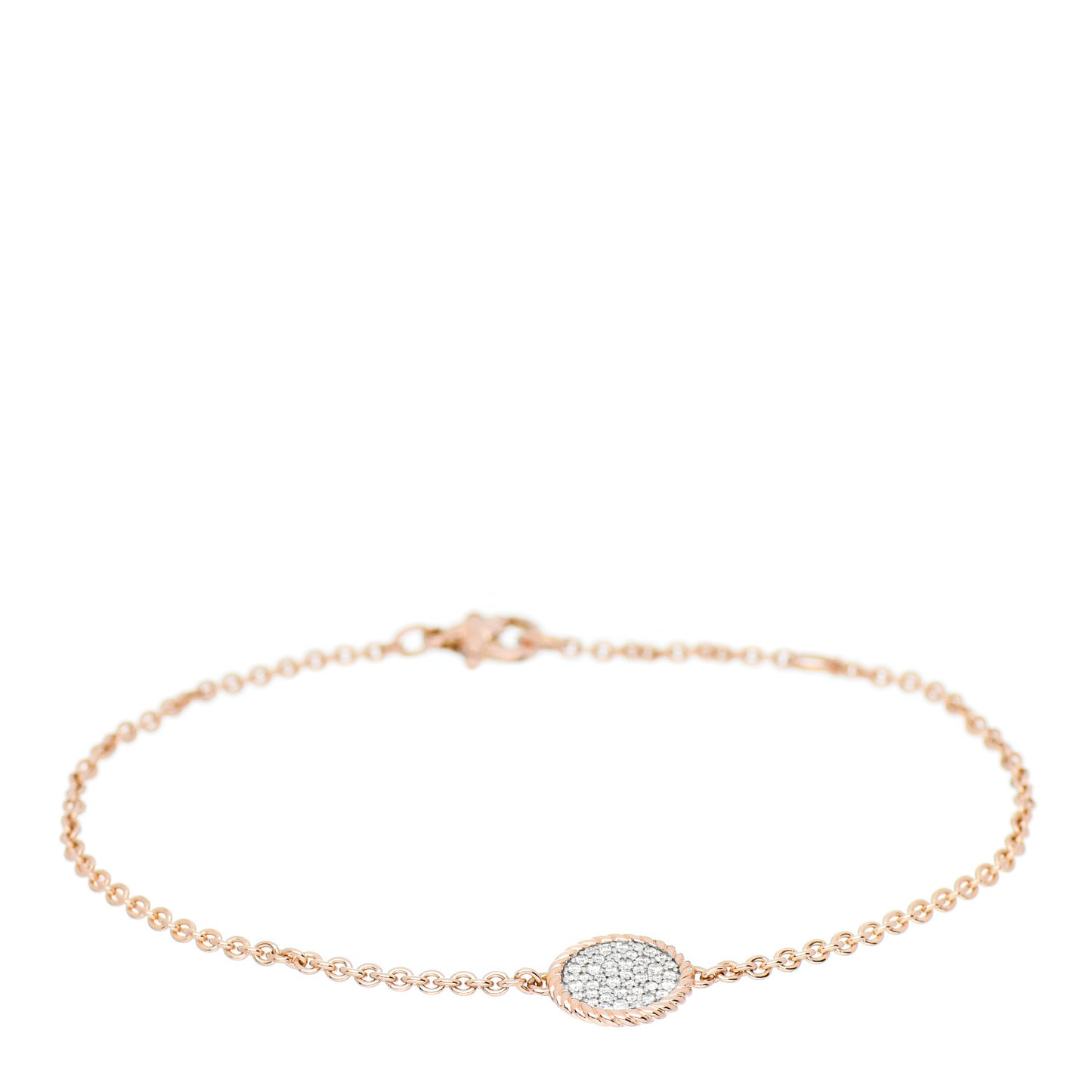 18K Rose Gold Diamond Cable Collectibles Pave Charm Bracelet