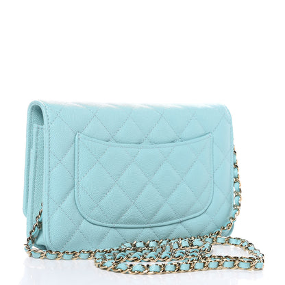 Chanel Caviar Quilted Wallet On Chain WOC Light Blue 3 of 11