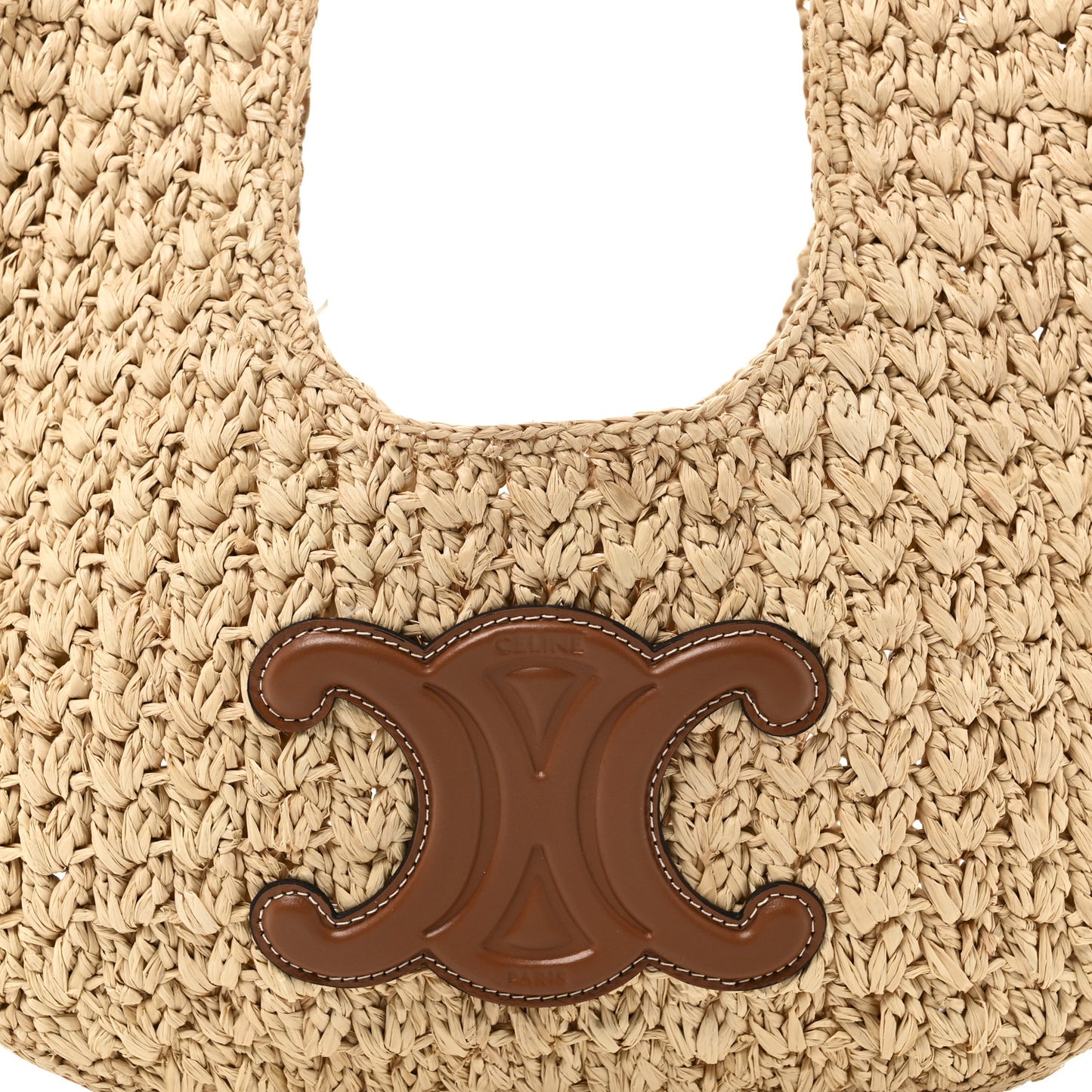 Raffia Calfskin Triomphe Panier Hobo Bag Natural Tan