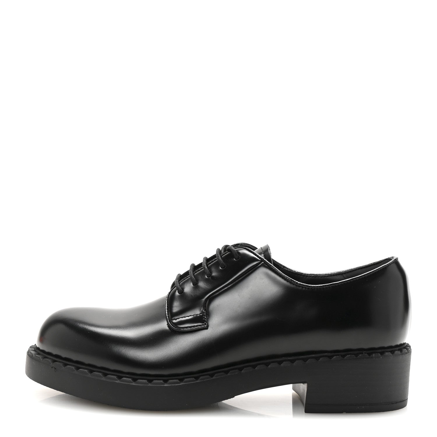 Prada Spazzolato Lace Up 50mm Loafers 39 Black 1 of 9