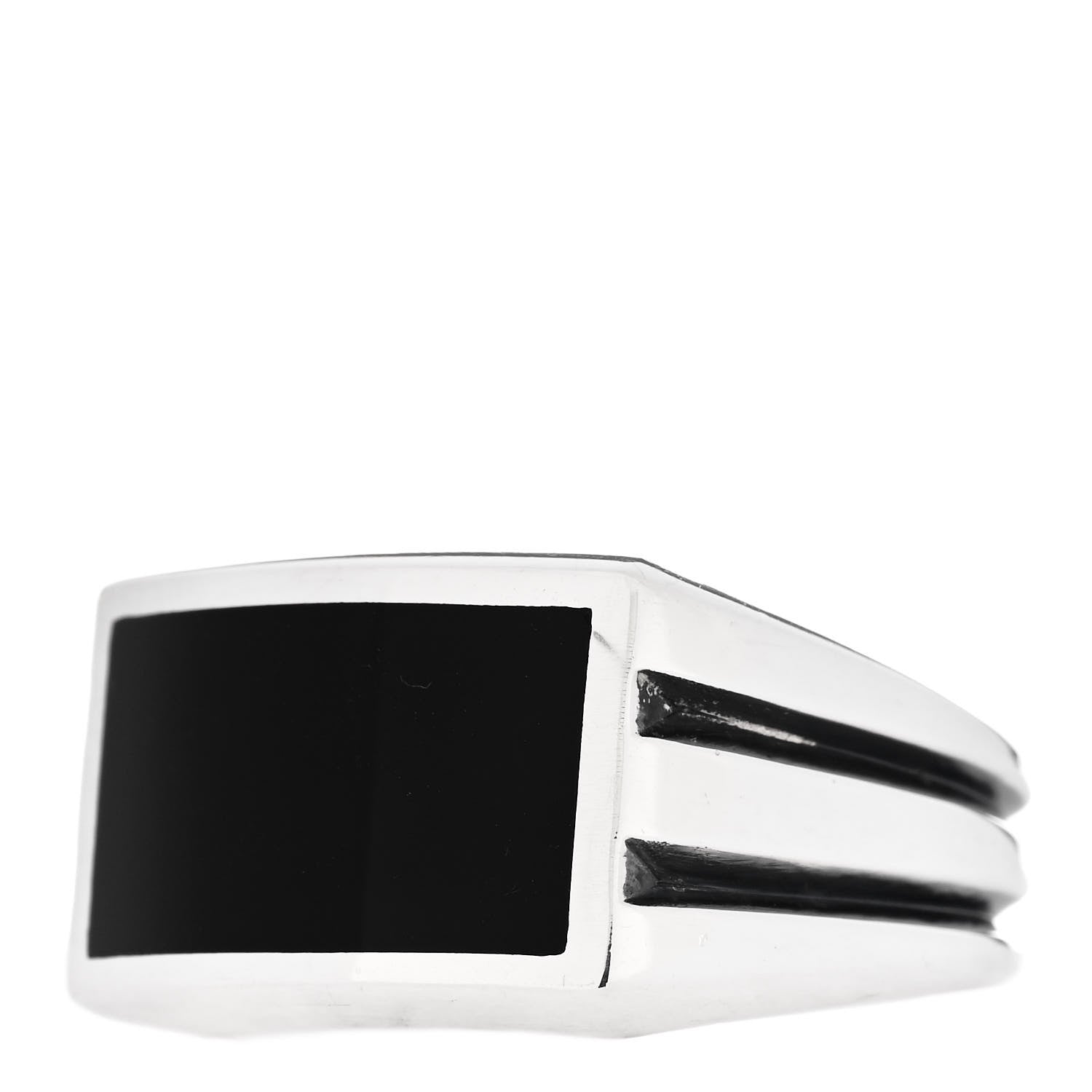 David Yurman Sterling Silver Black Onyx Beveled Streamline Signet Ring 60 9 3 of 6