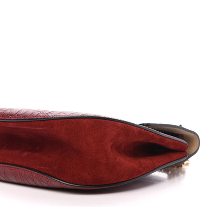 Chloe Calfskin Crocodile Embossed Drew Shoulder Bag Sienna Red 9 of 10