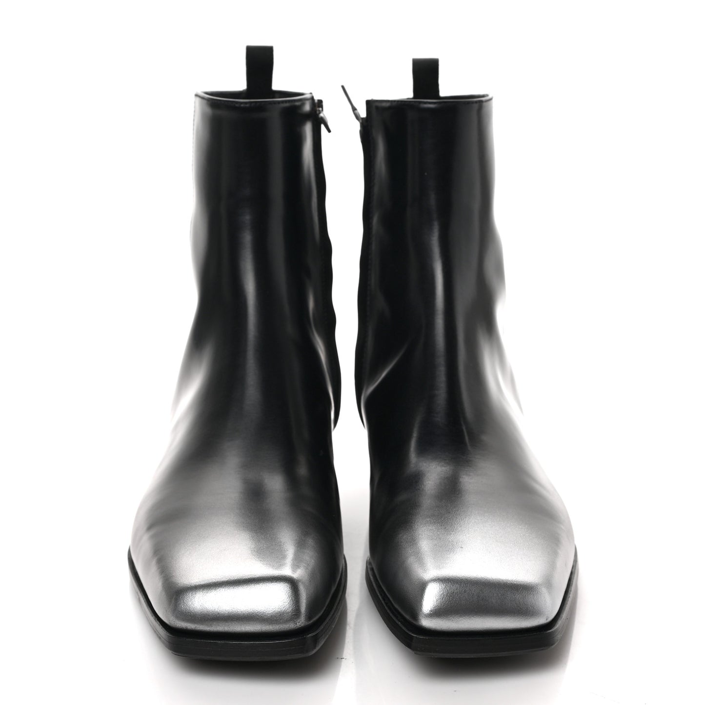 Spazzolato Sfumato Mens Square Toe Ankle Boots 8 Black Argento