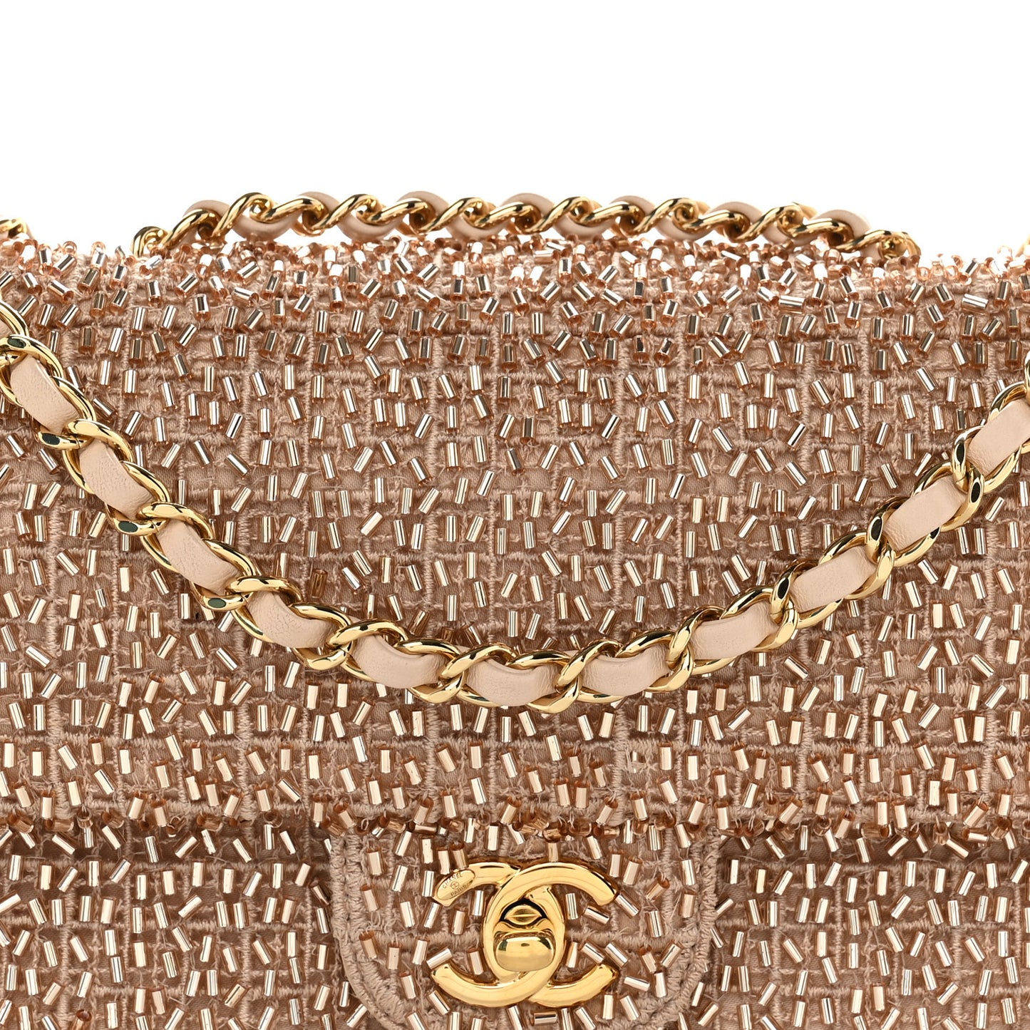 Sequin Knit Pearl Medium Flap Gold