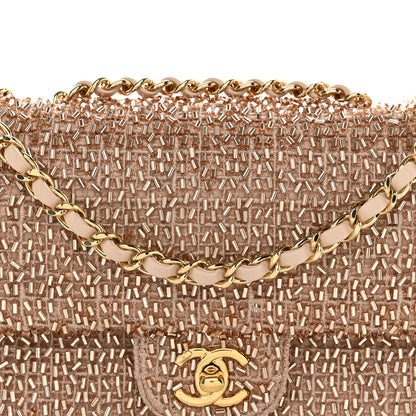 Chanel Sequin Knit Pearl Medium Flap Gold 1 of 10