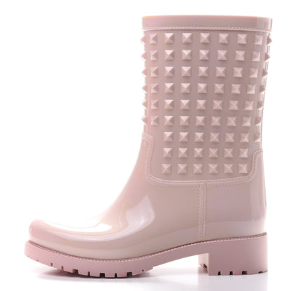 Valentino Garavani Rubber Rockstud Short Rainboots 37 Water Rose 1 of 8