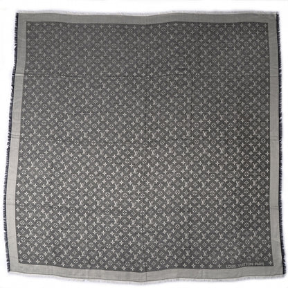 Louis Vuitton Wool Silk Monogram Denim Shawl Black 3 of 5