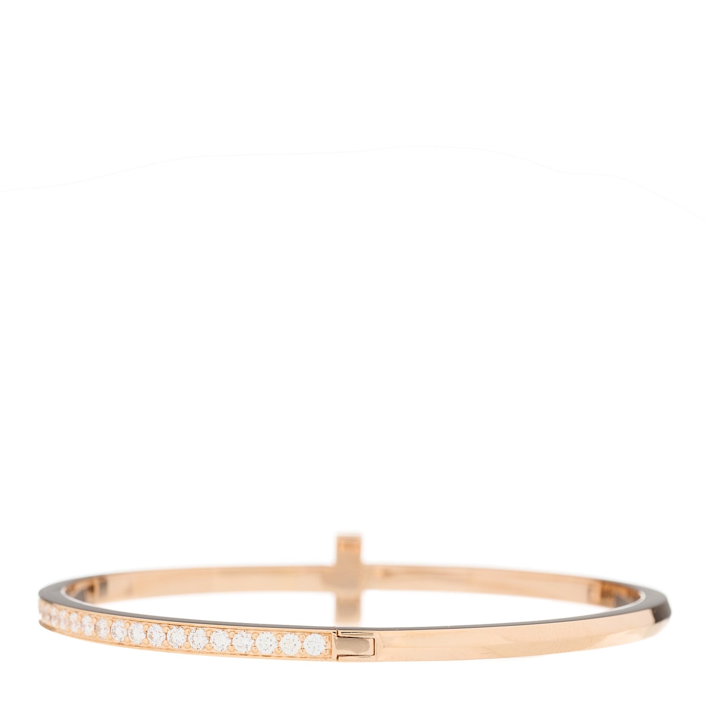 18K Rose Gold Diamond Narrow T1 Hinged Bangle Bracelet