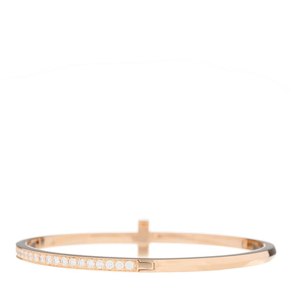Tiffany 18K Rose Gold Diamond Narrow T1 Hinged Bangle Bracelet 3 of 5