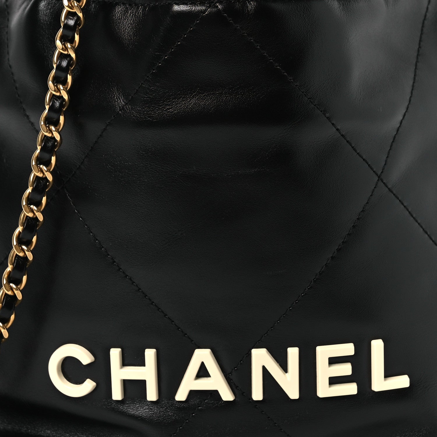Chanel Shiny Calfskin Quilted Mini Chanel 22 Black White 7 of 9