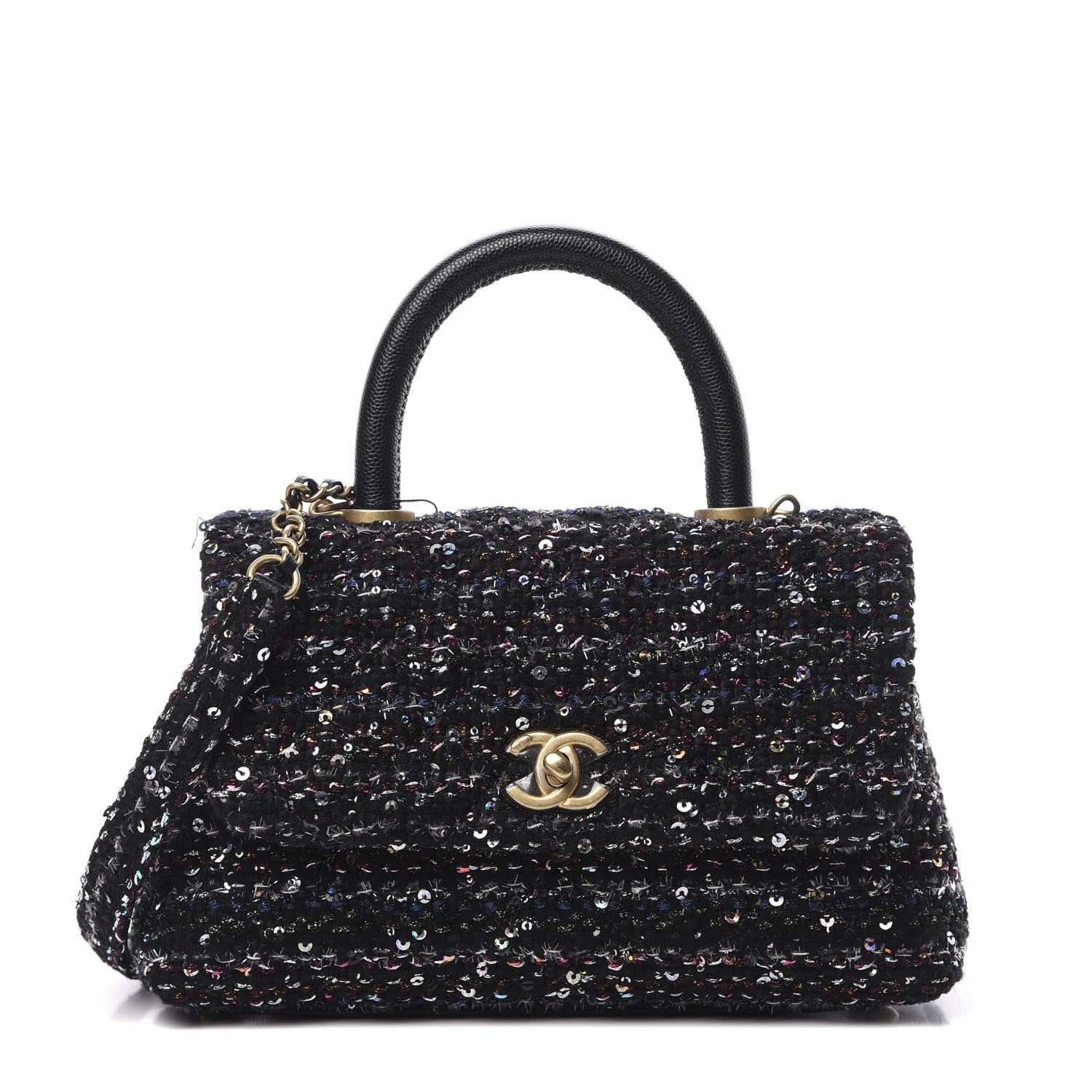 Chanel Tweed Sequin Mini Coco Handle Flap Black 1 of 12