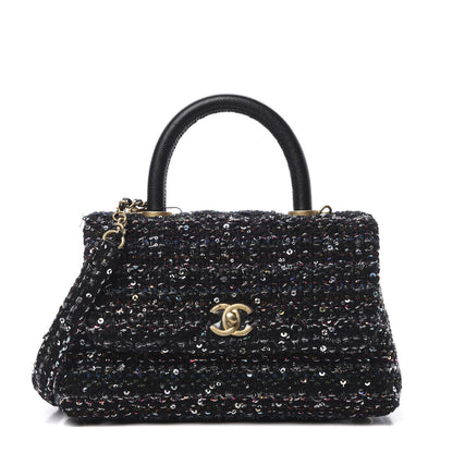 Chanel Tweed Sequin Mini Coco Handle Flap Black 1 of 12
