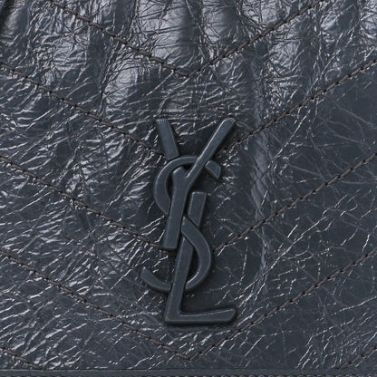 Saint Laurent Crinkled Calfskin Matelasse Monogram Niki Chain Wallet Fog 8 of 10
