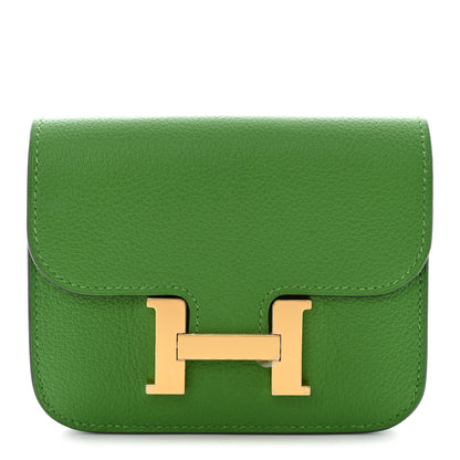 Hermes Evercolor Bi-Color Constance Slim Wallet Vert Yucca Mauve Pale 1 of 10