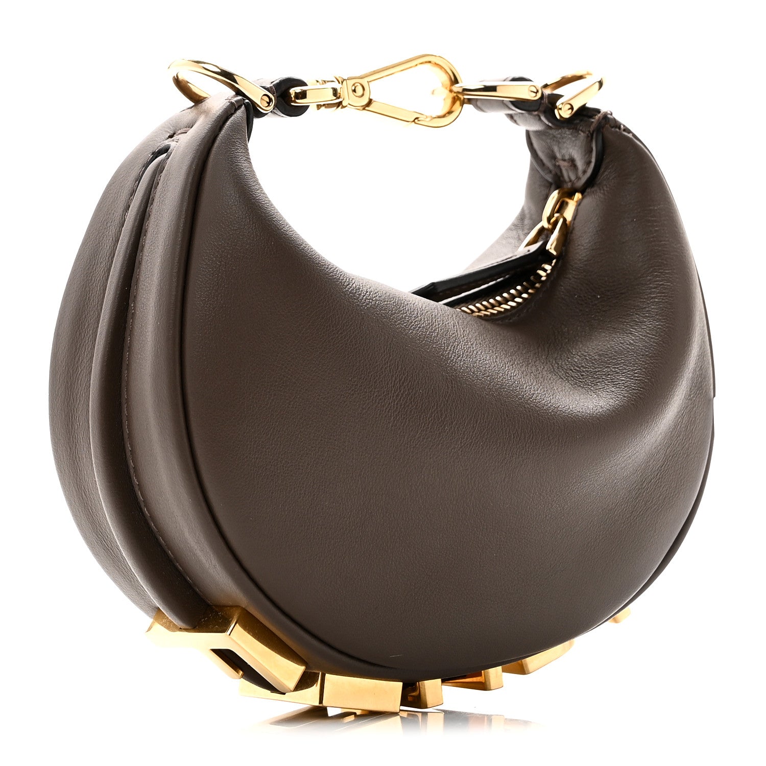 Fendi Vitello Grace New Matte Nano Fendigraphy Hobo Charm Dark Coffee 3 of 10