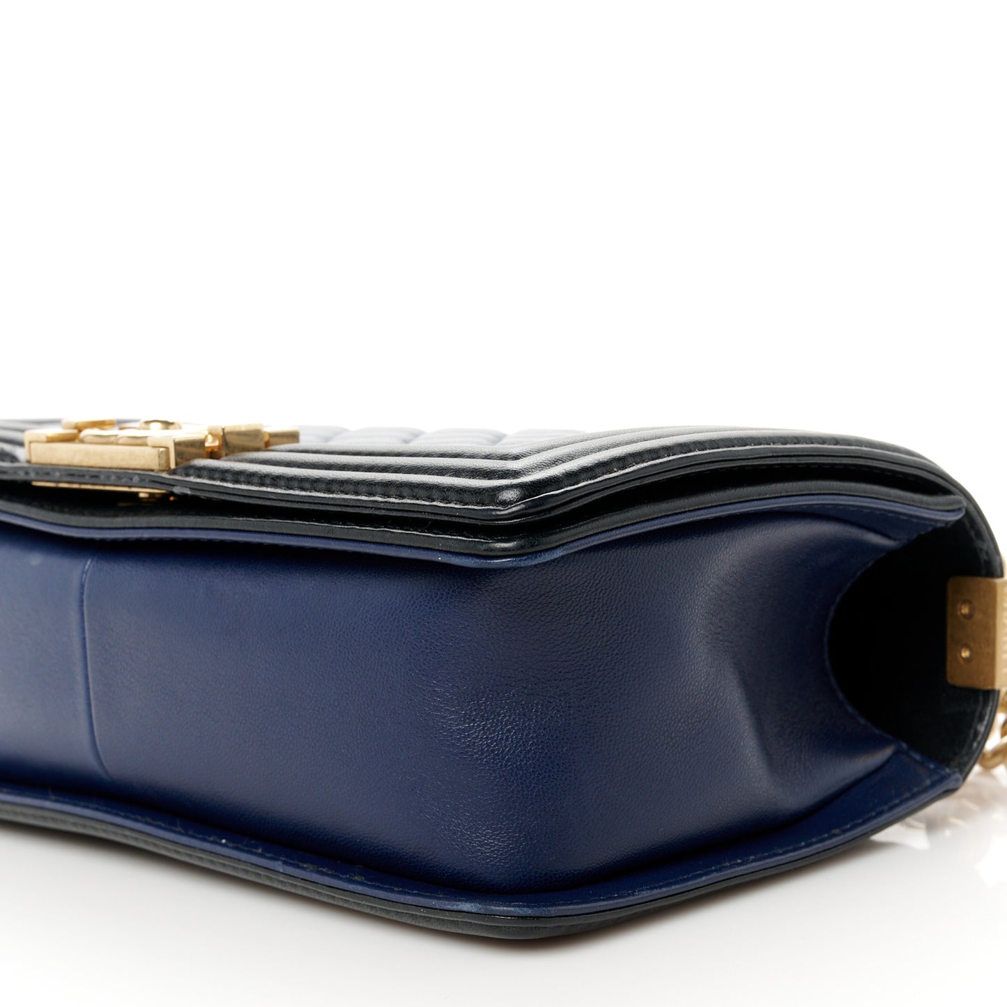 Lambskin Quilted Medium Boy Flap Blue Black