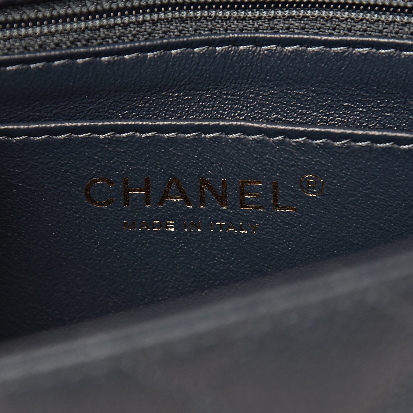 Iridescent Caviar Quilted Mini Square Flap Dark Blue