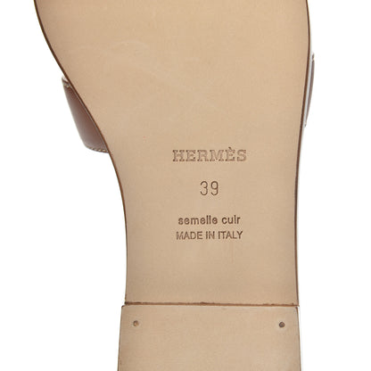 Hermes Box Calfskin Oran Sandals 39 Gold 7 of 7