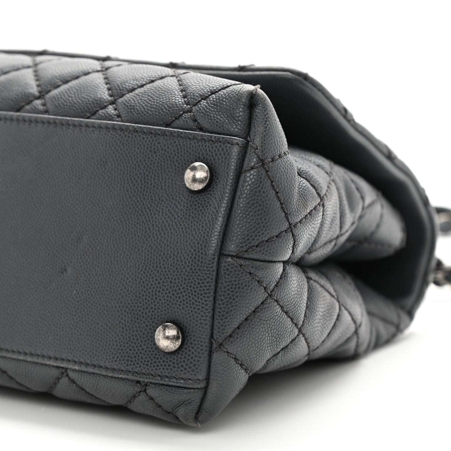 Caviar Quilted Small Coco Handle Flap Grey